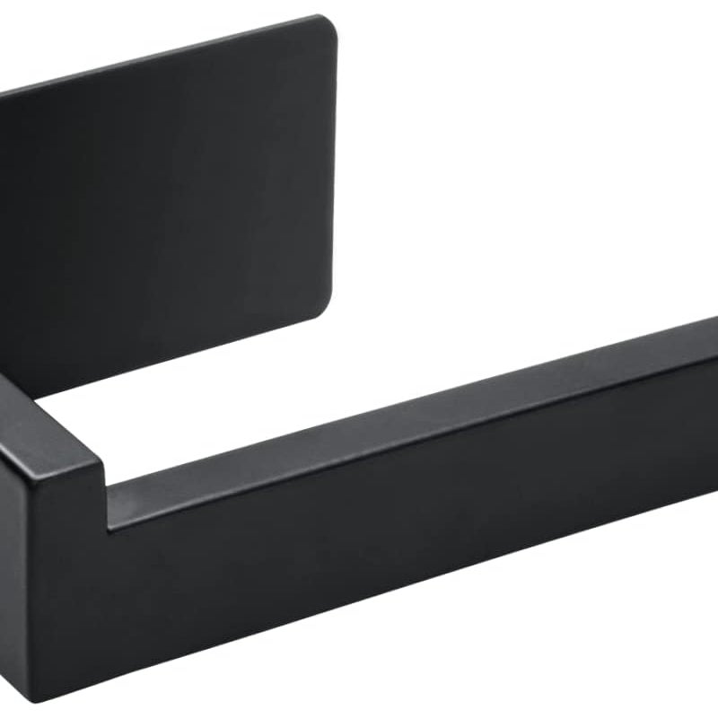 Uchwyt na papier toaletowy, bez wiercenia, ze stali nierdzewnej, odpowiedni do łazienki i kuchni (czarny)