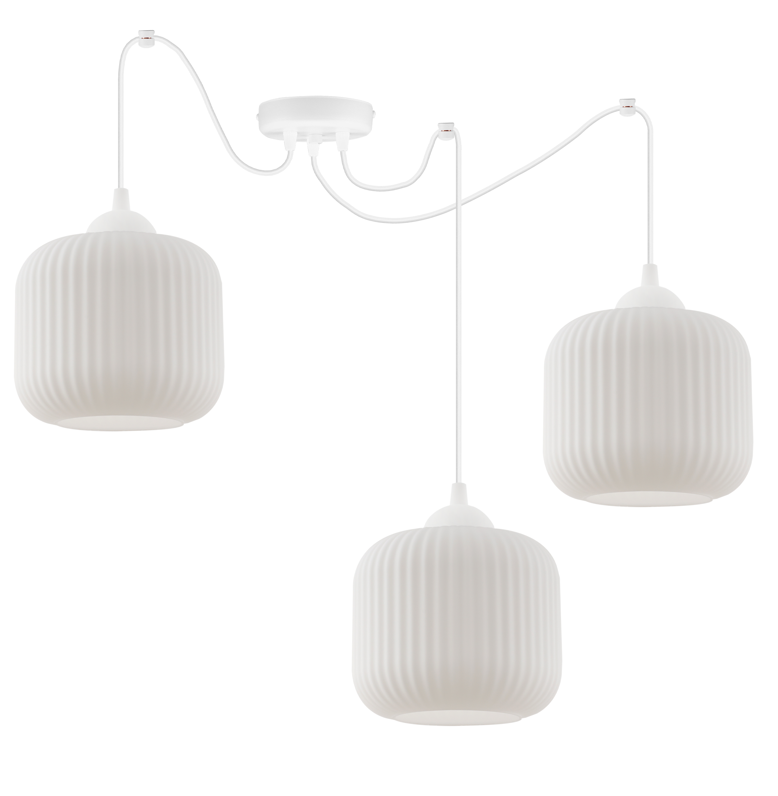 Lampa sufitowa wisząca Riffle Pająk loft 3xE27 klosz walec biały Light Home LH - 7