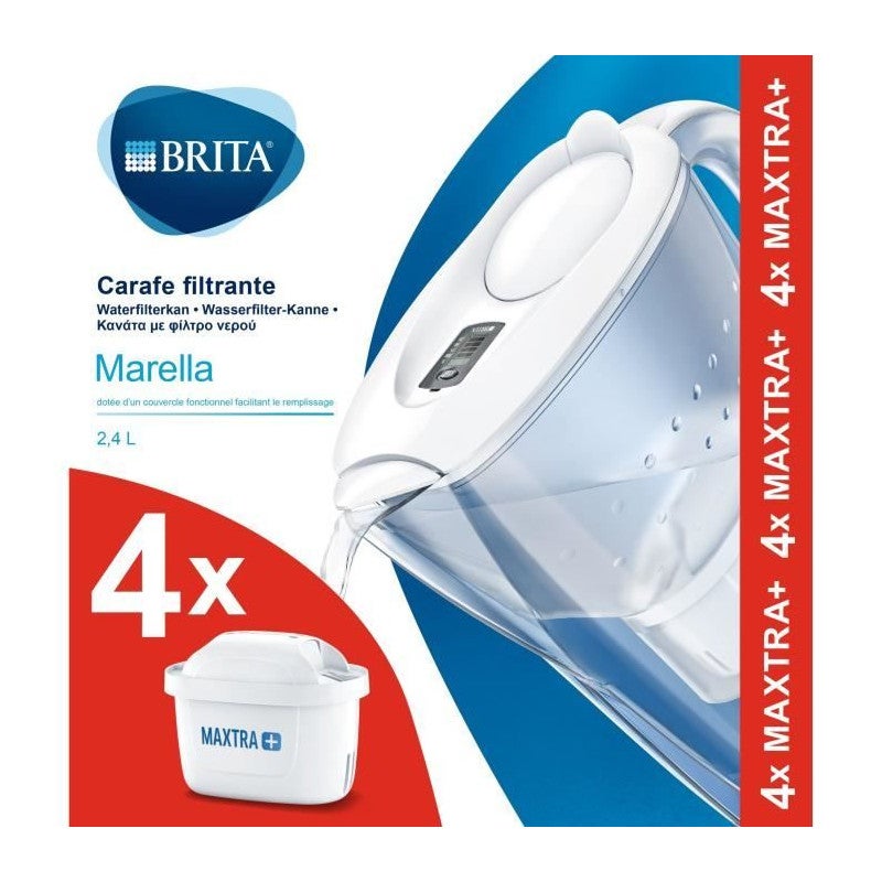 Carafe Filtrante BRITA Marella 2.4L Blanche - 12 Filtres MAXTRA+ Inclus