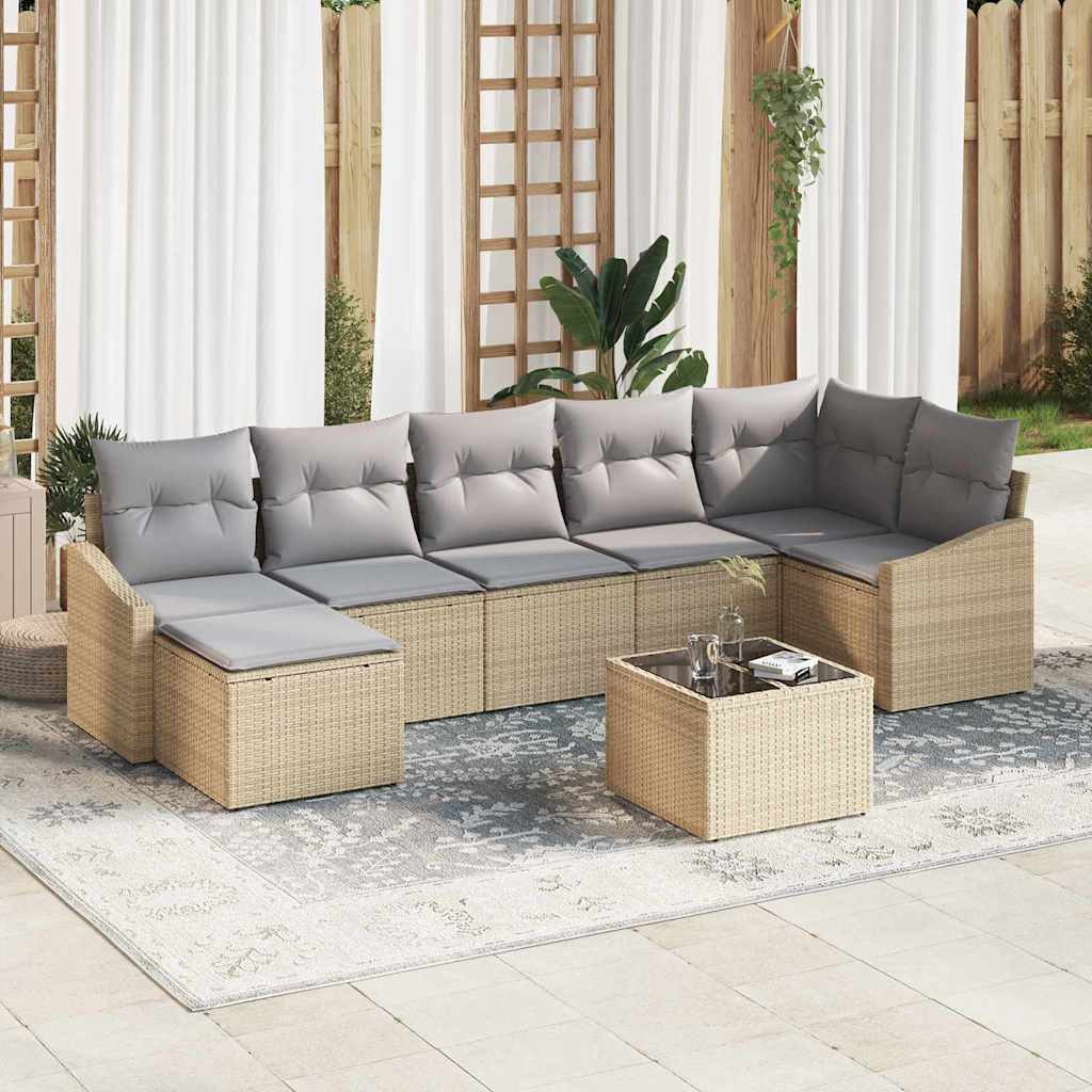 Zestaw Sof z poduszką 8 pcs Beżowy polirattan vidaXL