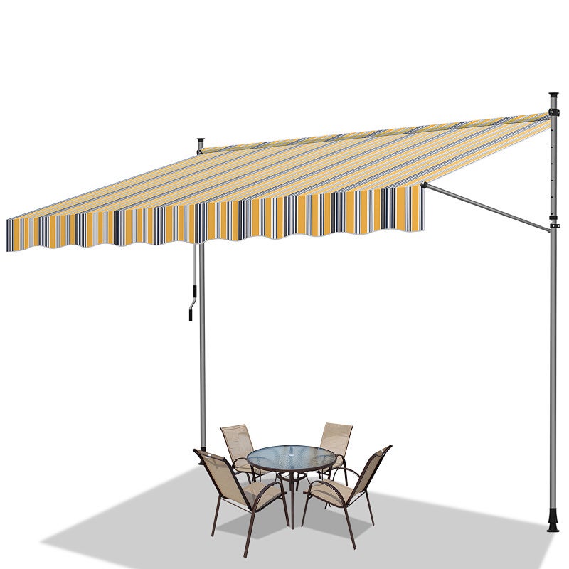 Toldo de balcón amarillo y azul, 400x120 cm, retráctil, protección uv, para terraza