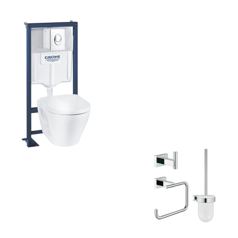 GROHE Pack Inodoro suspendido sin borde cerámico solido +un complemento ...