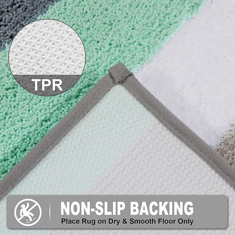 Tapis de Bain Microfibre Tapis de Douche pour Salle de Bain Absorbant Antidérapant Tapis de Sol Lavable en Machine(50X80cm,Vert/Gris) - 4