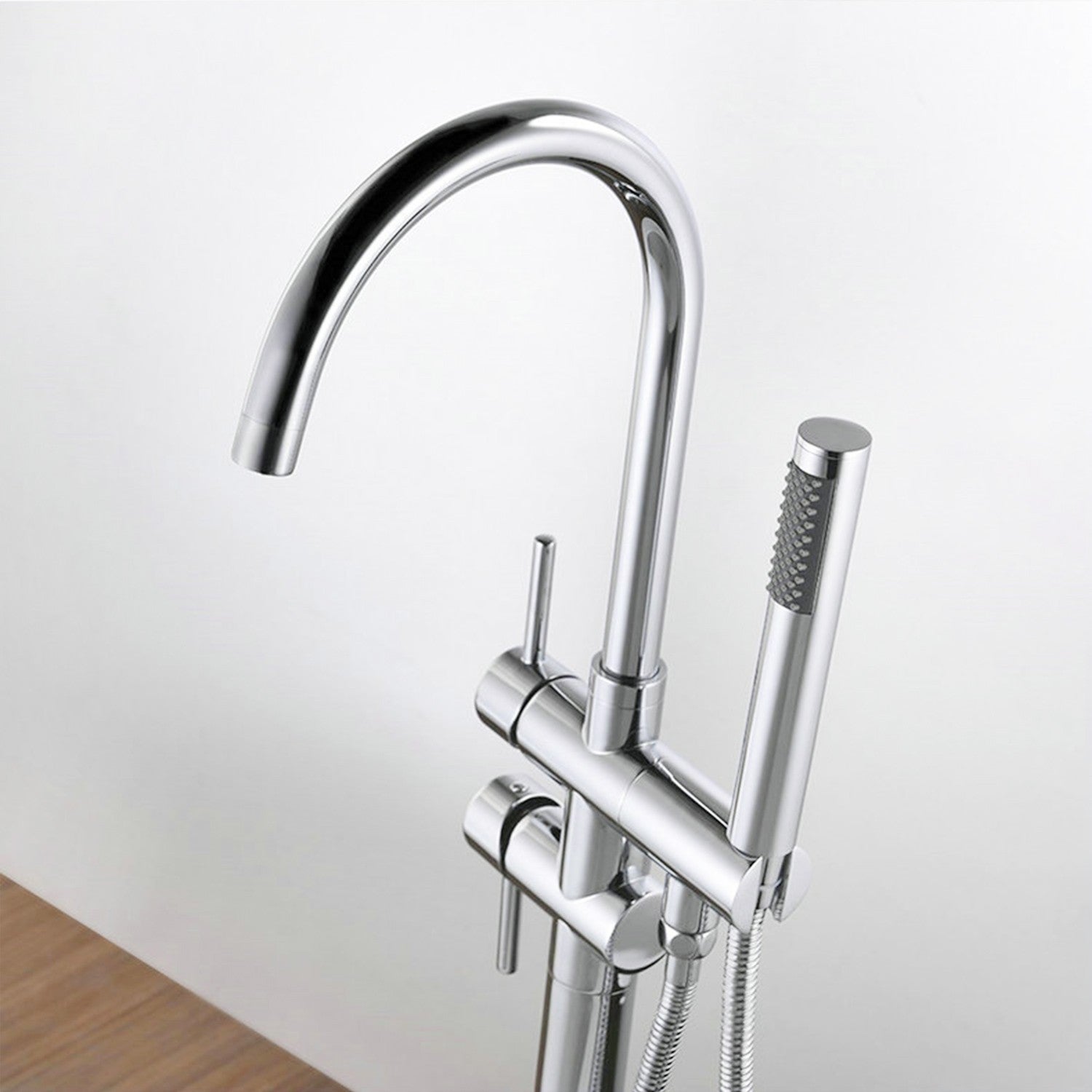 MATY Robinet mitigeur sur pied chrome brillant pour baignoire îlot - 8