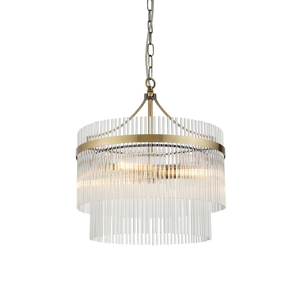 Lampa wisząca MARIETTA antyczna mosiężna 3xE14x15W szkło wym:168x40x40cm IP20 Endon