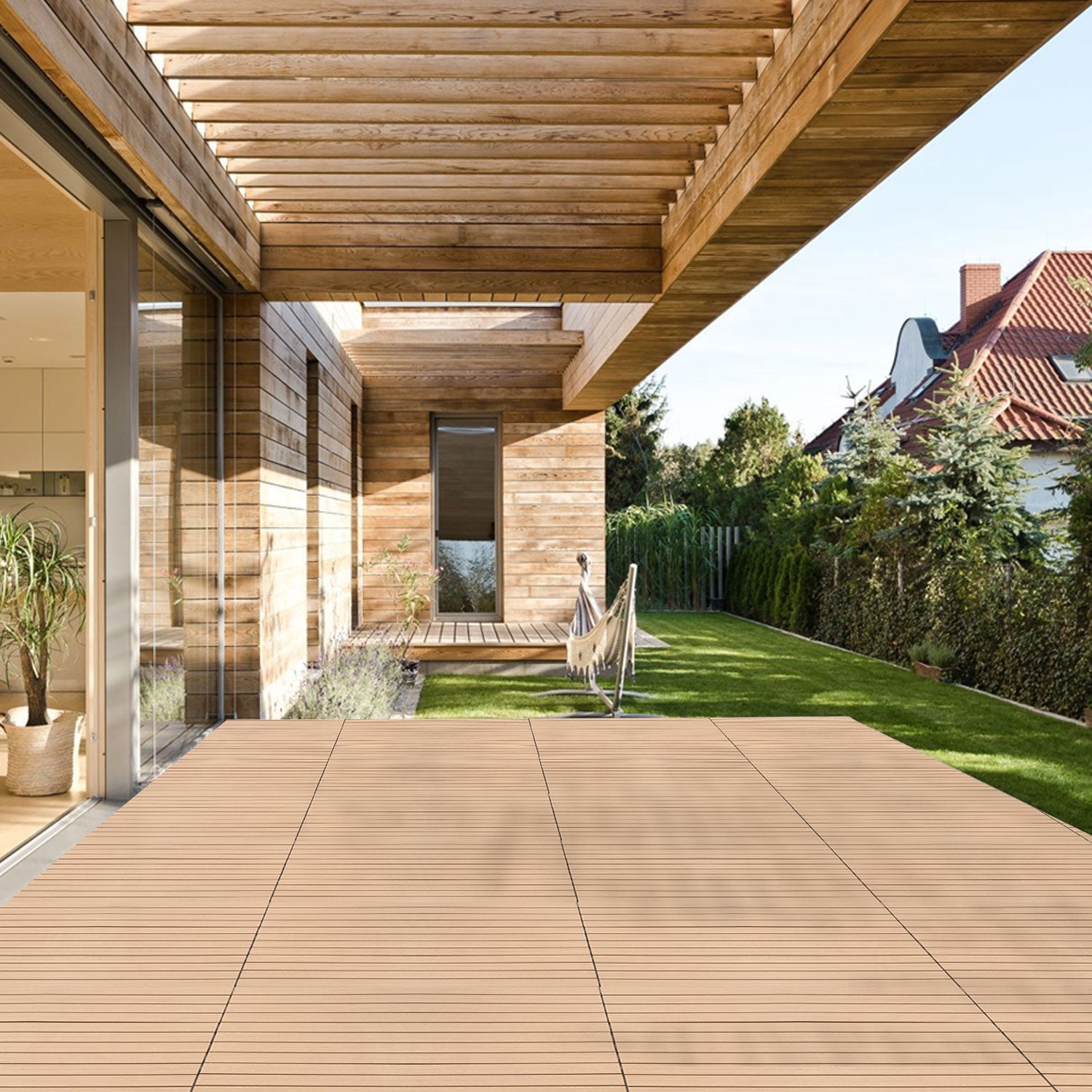 18 dalles de terrasse en WPC, 60 x 30 cm, à clipser pour jardin, 3 m², teck - 6