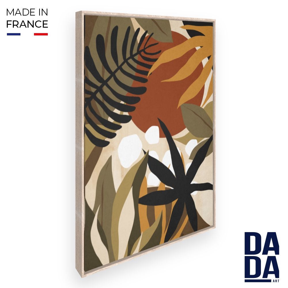 Cadre En Bois Déco Feuillage - 40cm, Couleur Bois Clair, Parfait Pour Affiche Ou Photo