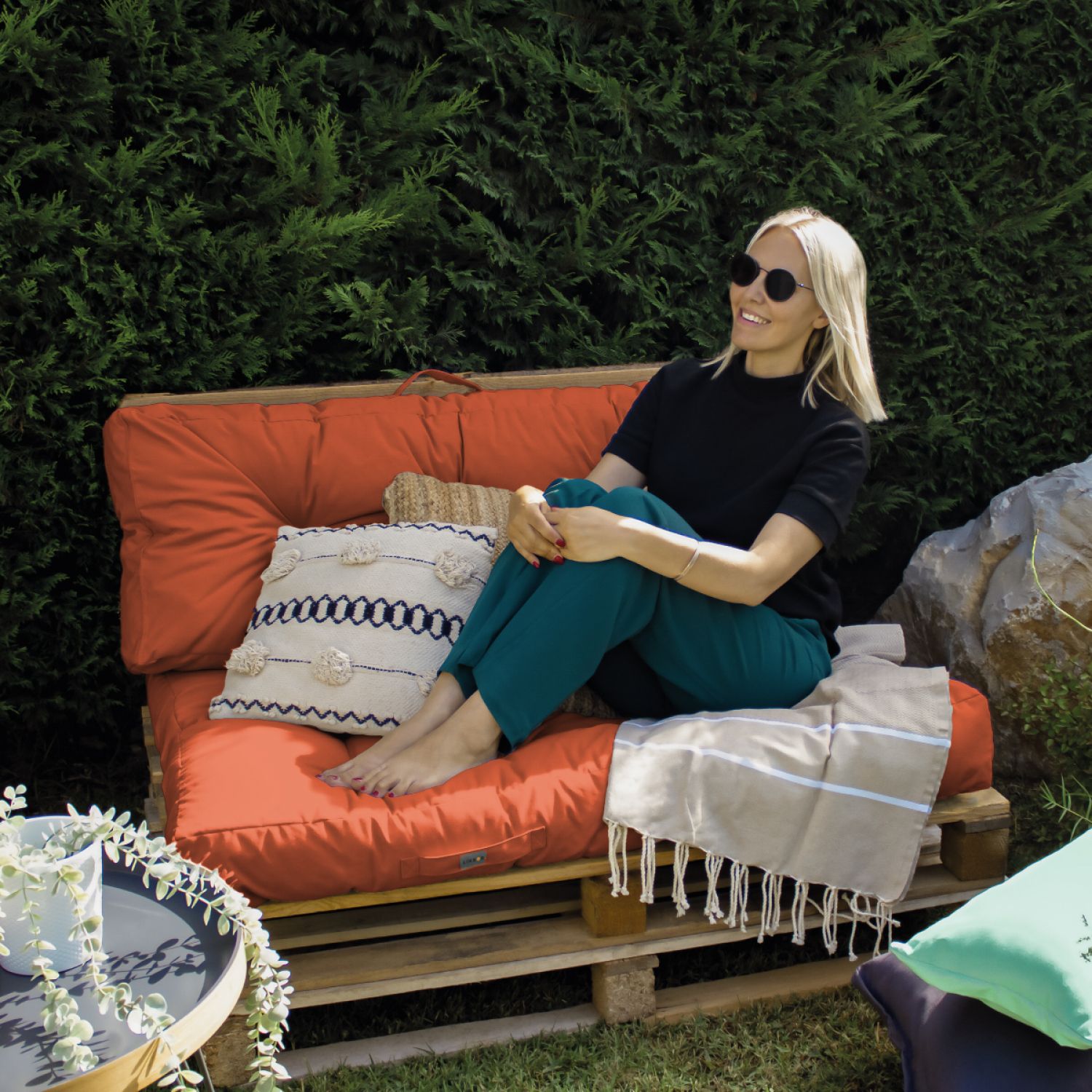 Kit de coussins pour palette capitonnés - Terracotta - Linxor - 5