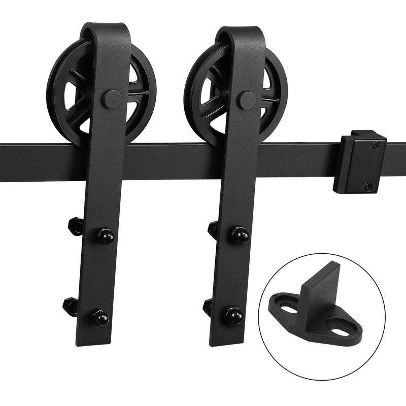 Schiebetürsystem Für Doppeltüren - 292 Cm Schiene, Schwarz, Max. 100 Kg Pro Tür - Scheunentor-Beschlag