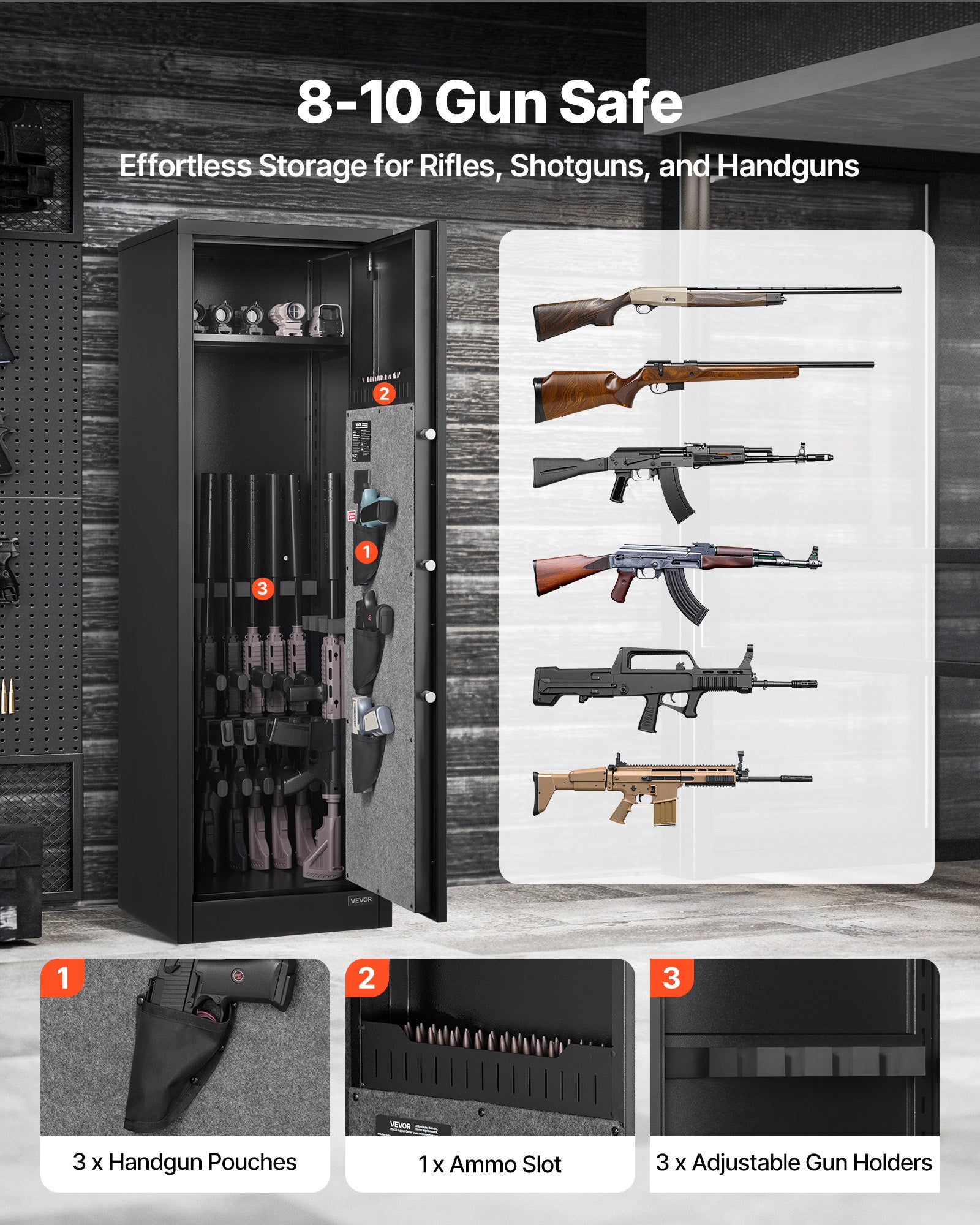 Sécurisez Vos Armes Facilement – Armoire VEVOR Pour 8 à 10 Fusils Avec Clavier Numérique, Solide Et Pratique