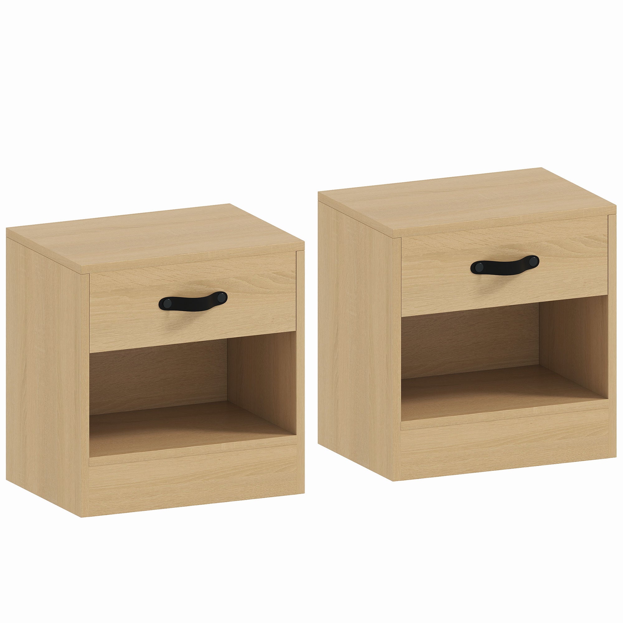 Homcom  Mesitas De Noche Melamina De Madera Madera Natural 39X28x41 Cm 83D-041V80nd Negro , Leroy Merlin