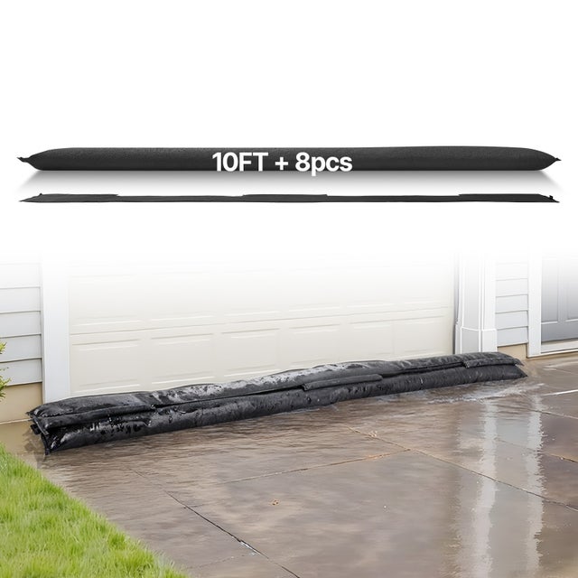 Barrière Anti-inondation VEVOR Activée par l'Eau, 8PCs 305x21 cm, Barrière Absorbante l’Eau Réutilisable, Dispositif Protection pour Porte, Sous-sol