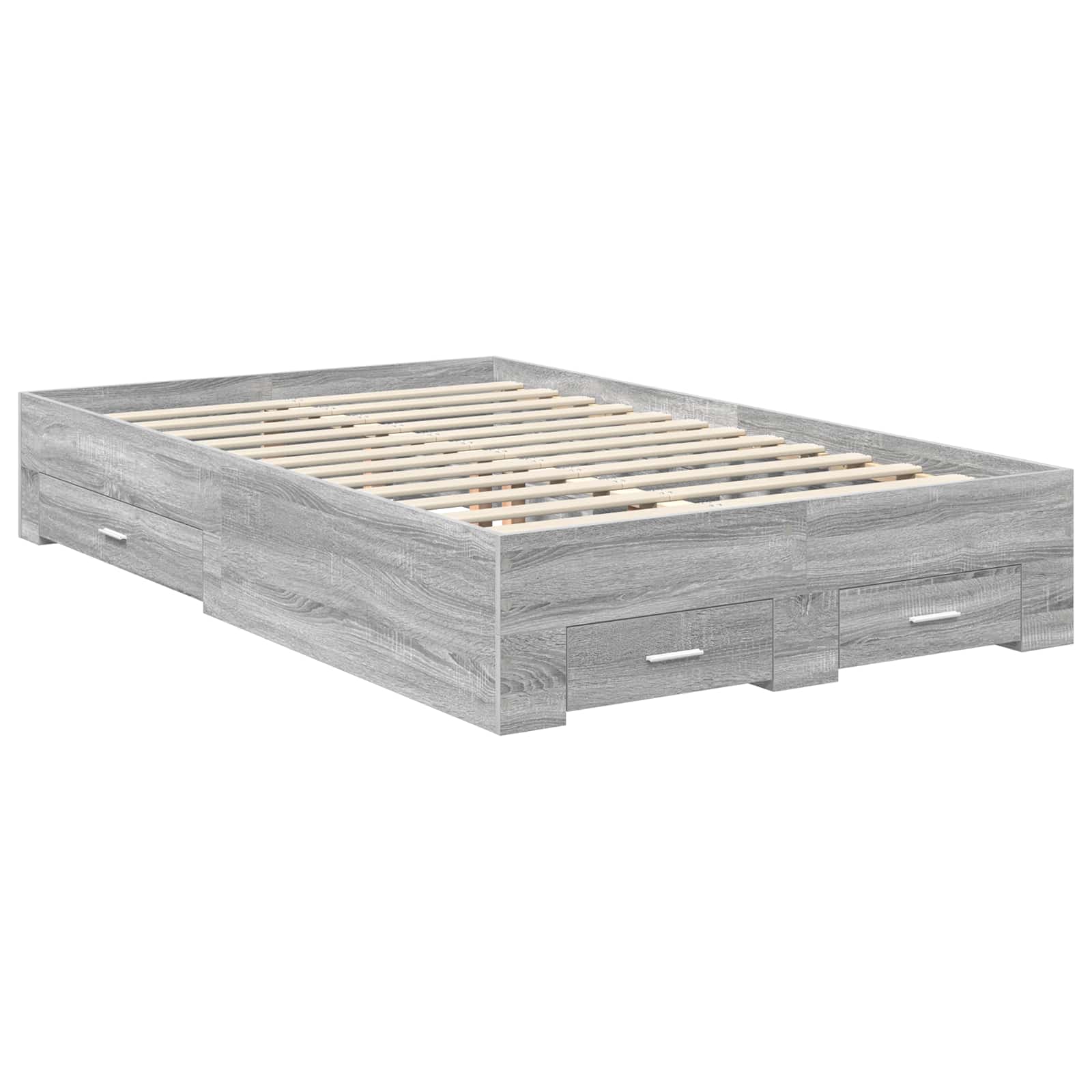 Cadre de lit gris 135 x 190 cm en panneau de bois - 6