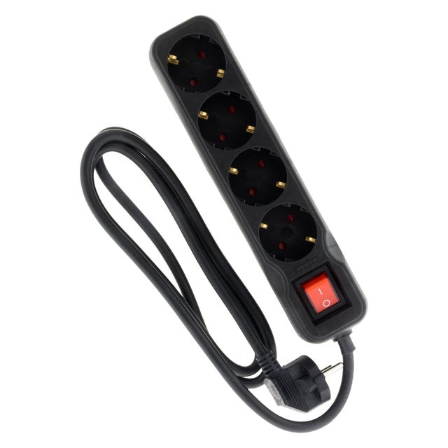 Multiprise Schuko + interrupteur 4x16A - 1,4m - Noir - Zenitech