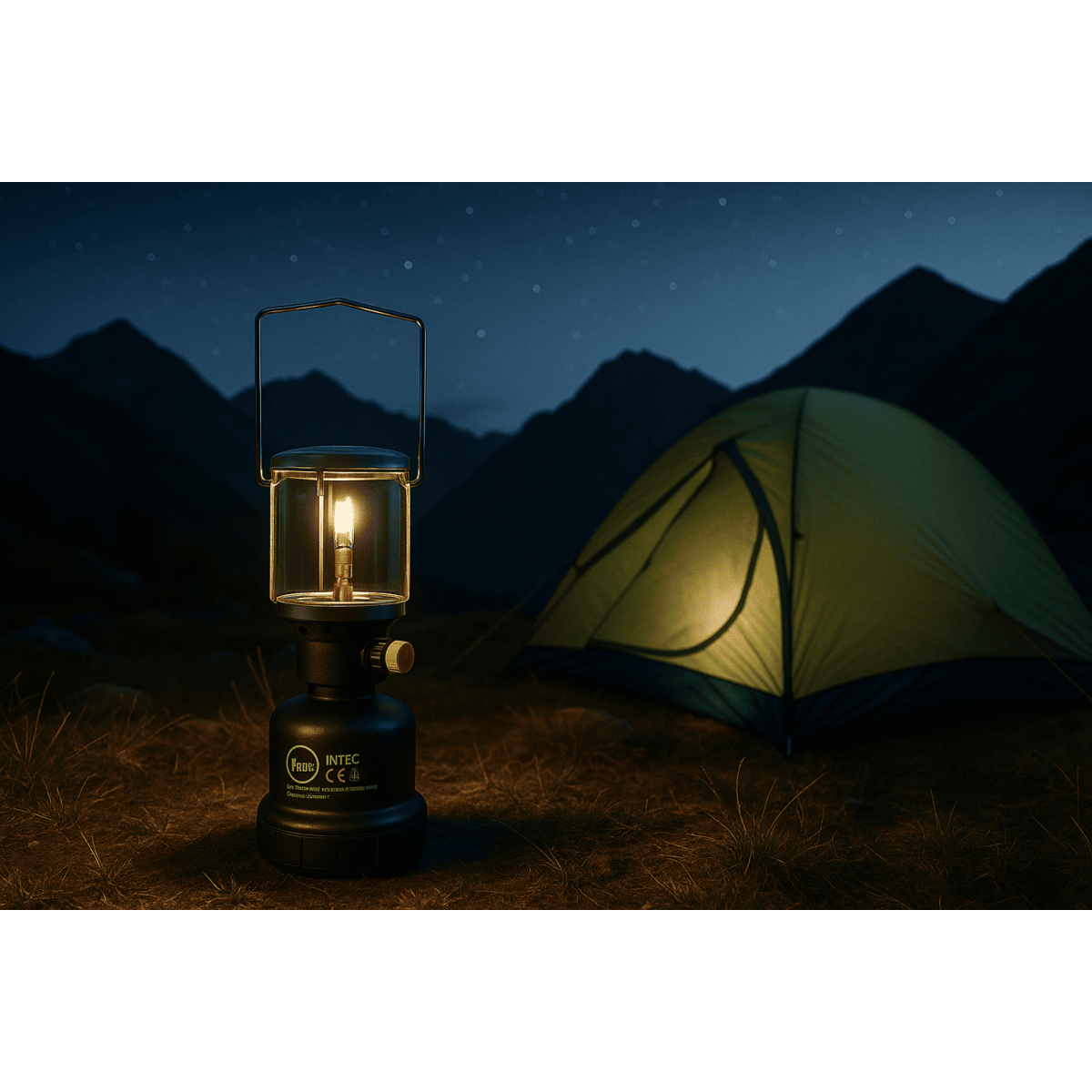 Lâmpada de gás 1100W Ignição Piezo Shell Aço - Candeeiro de Campismo Ao Ar Livre Cartucho de gás Butano 190g Perfuráveis INTEC - 9