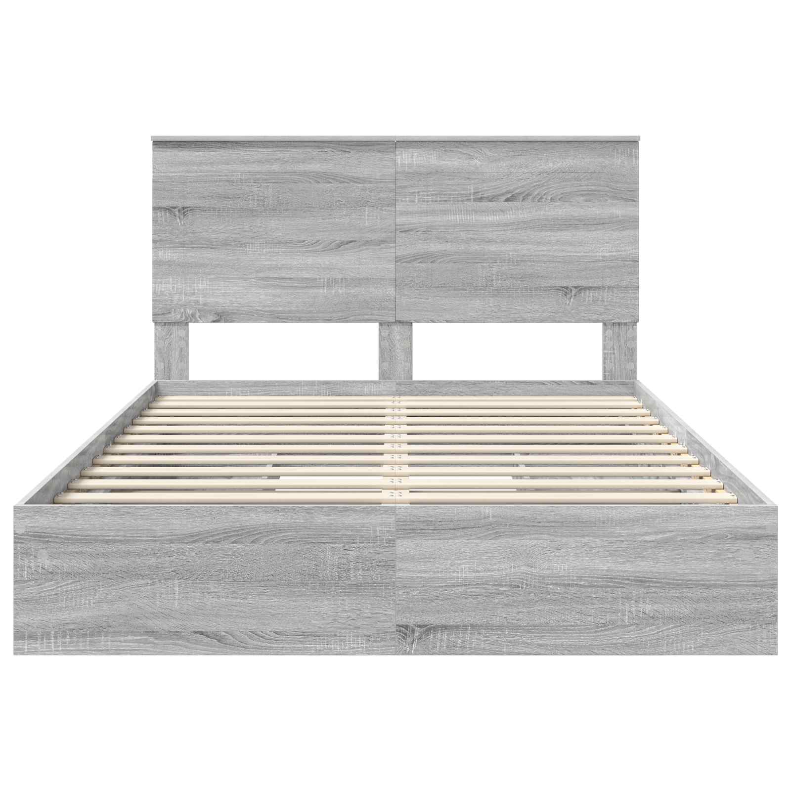 Lit avec rangement, panneau de bois, gris, pour la chambre, 160 × 200 cm - 8