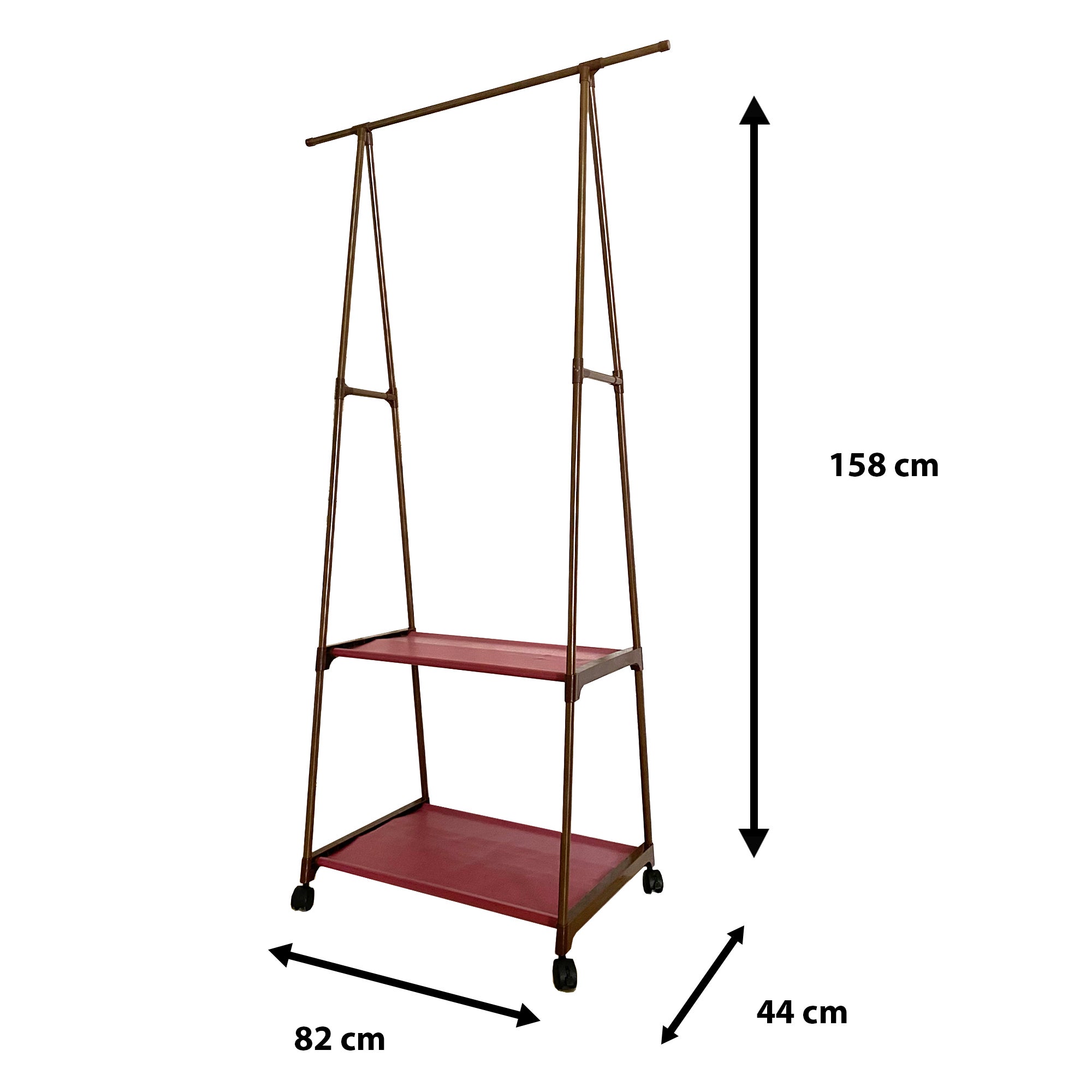 Portemanteau Âne Majestic Nyana Home 160x55x42cm 2 étagères, 1 barre supérieure Marron - 5