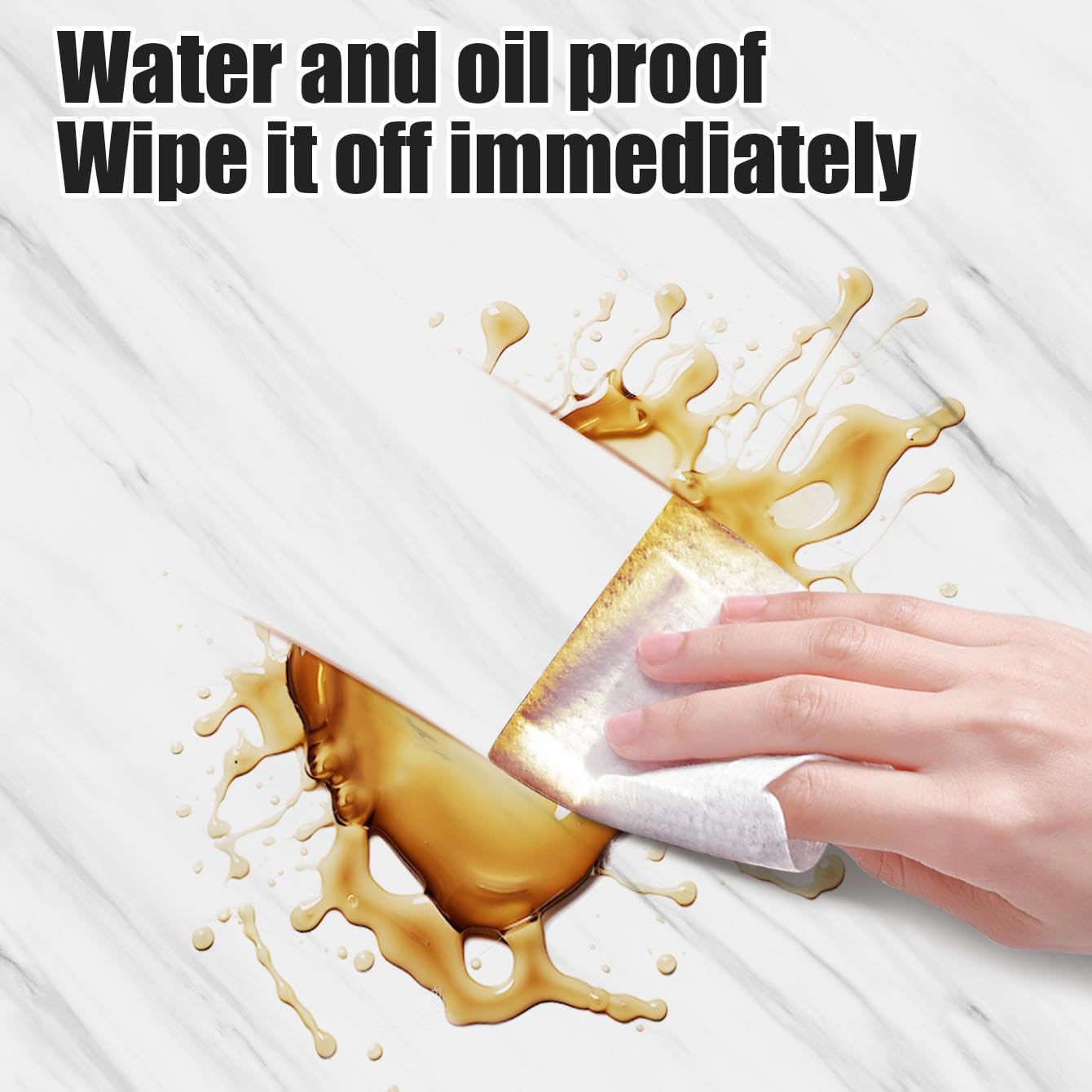 Lot de 10 panneaux muraux de salle de bain auto-adhésifs imperméables à texture marbre, autocollants de carrelage en PVC auto-adhésifs (03, 30 x 30cm) - 8