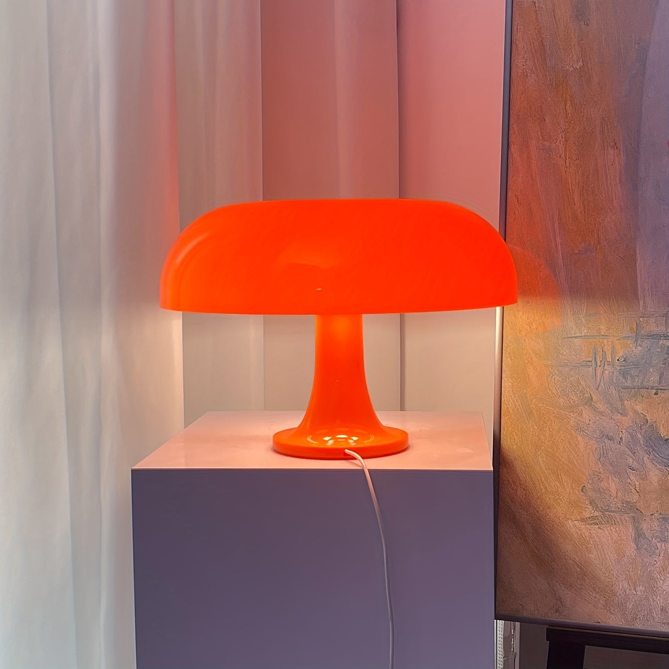 Fil USB contrôlé tricolore, lampe de table champignon LED, chambre chevet salon éclairage décoratif lampe de table simple moderne, orange - 8