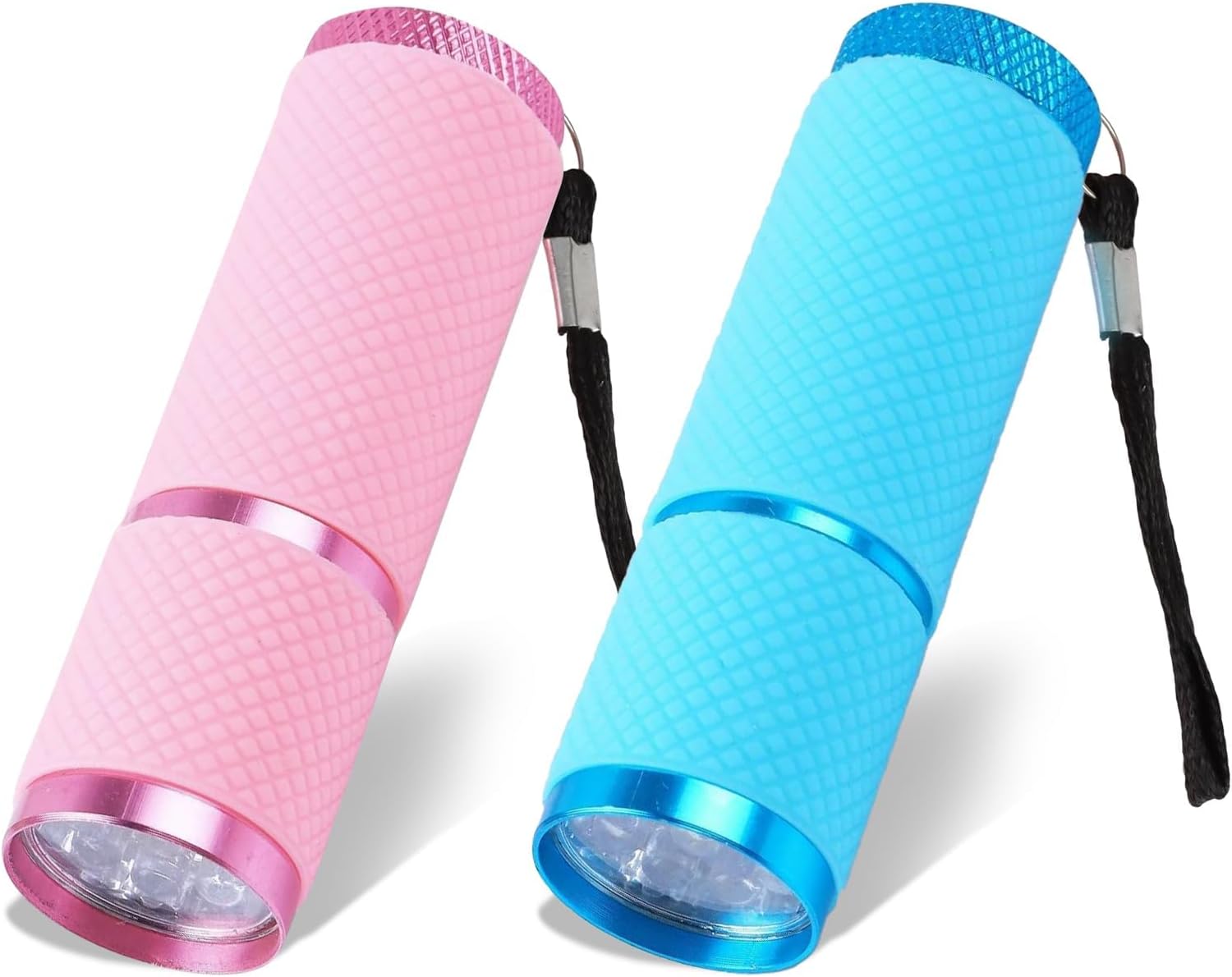 2 mini latarki - 9 żarówek LED - z linką - odpowiednie na kemping, wędrówki i zajęcia na świeżym powietrzu - baterie nie są dołączone