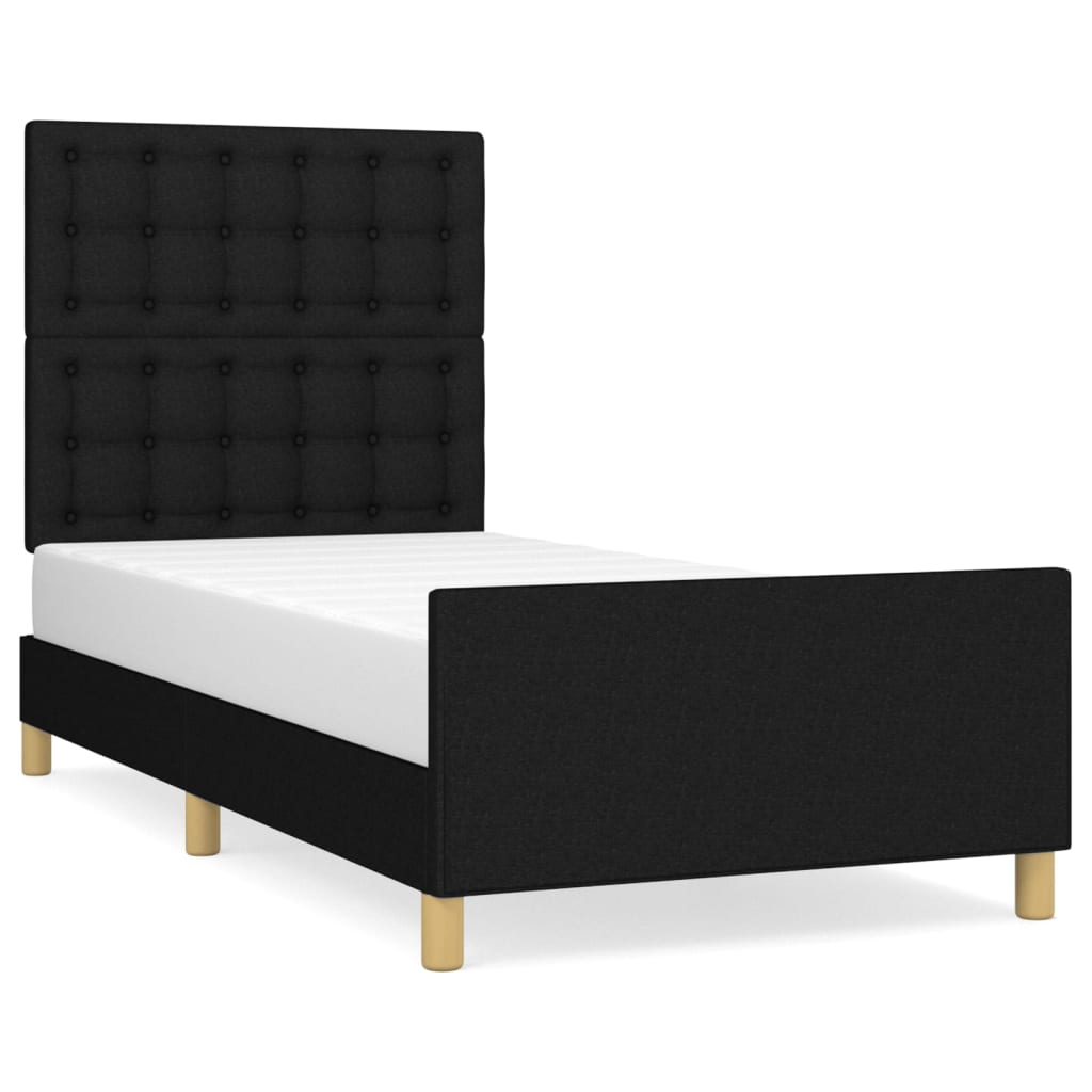 Cadre de lit sans matelas noir, tissu, pour la chambre, 100 × 200 cm - 2