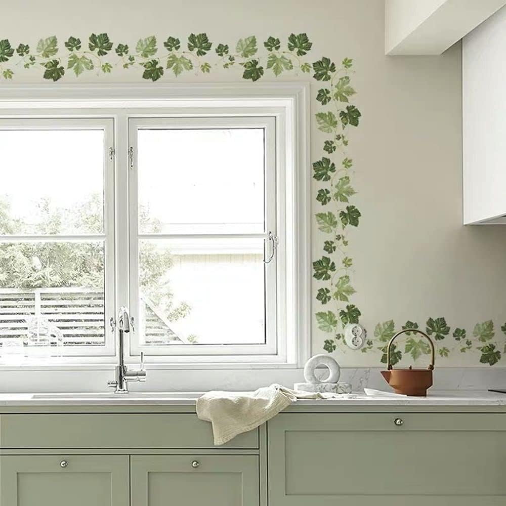 Piezas Pegatinas de pared (1,7 M) I Pegatina de pared autoadhesiva Plantas verdes Hiedra I Decoración para sala de estar Dormitorio Cocina Pasillo Adu