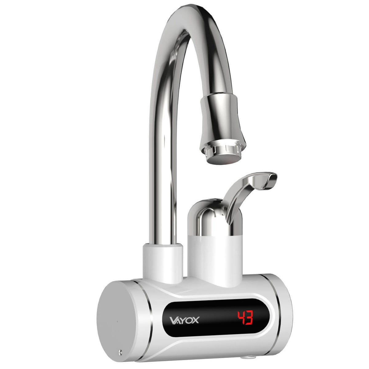 Przepływowy podgrzewacz wody poziomy, wyświetlacz, biały VA0234 VAYOX