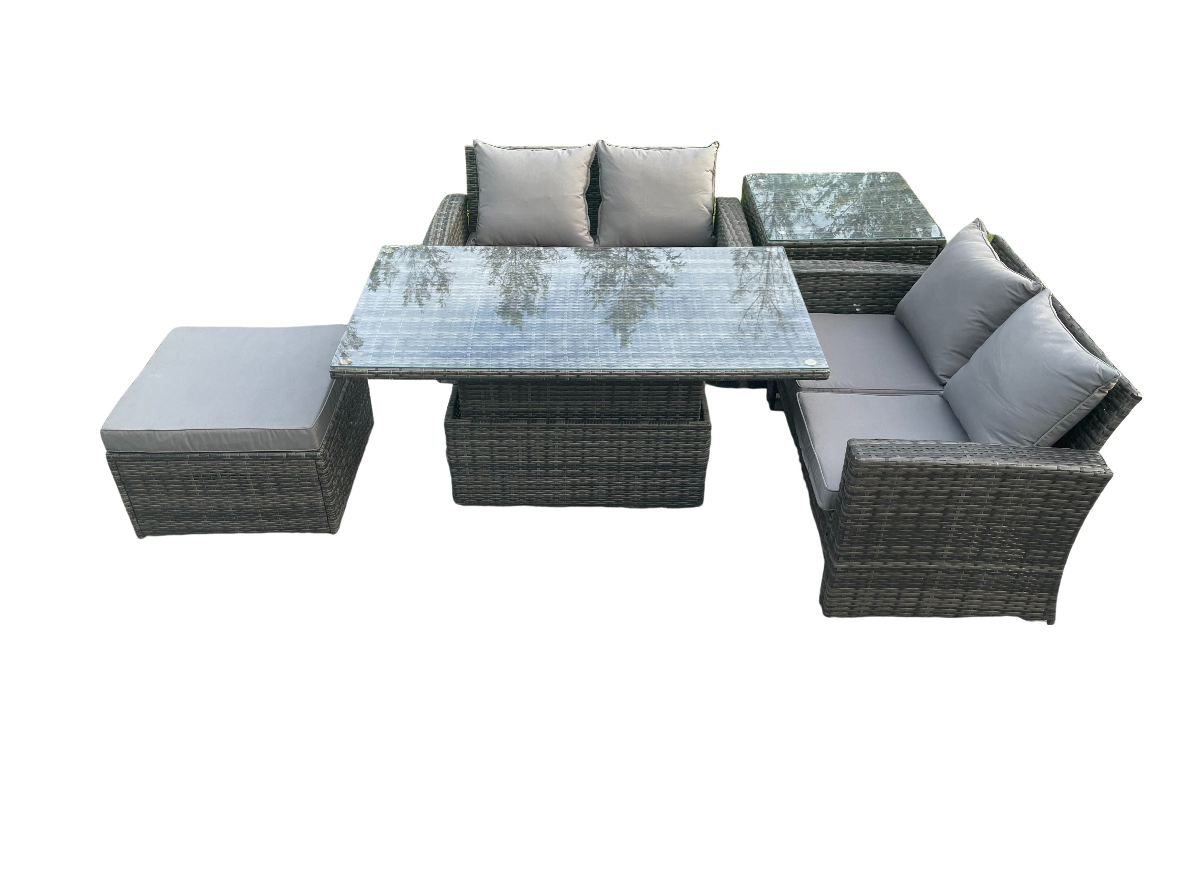 5 pièces Mobilier de jardin extérieur ave Table à manger réglable en ...