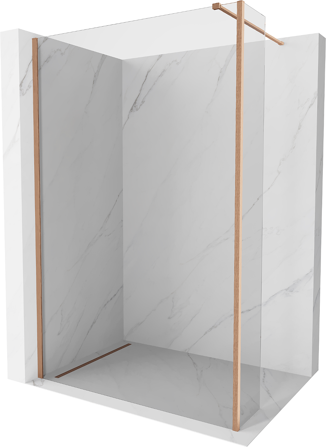 Mexen Kioto ścianka prysznicowa Walk-in 140 x 40 cm, transparent, miedź szczotkowana - 800-140-212-65-00-040