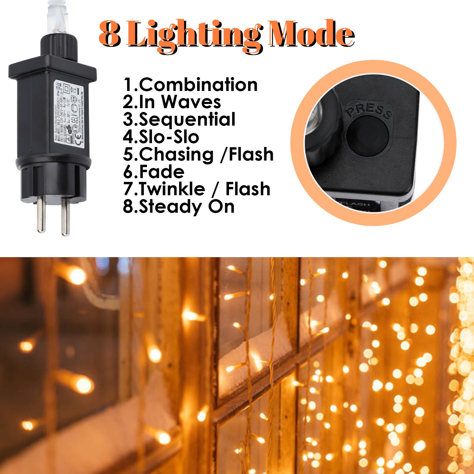 Guirlande lumineuse 20 m/200 LED pour extérieur, intérieur, carnaval, mariage, décoration de Noël, jardin, anniversaire, blanc chaud, IP44 - 4