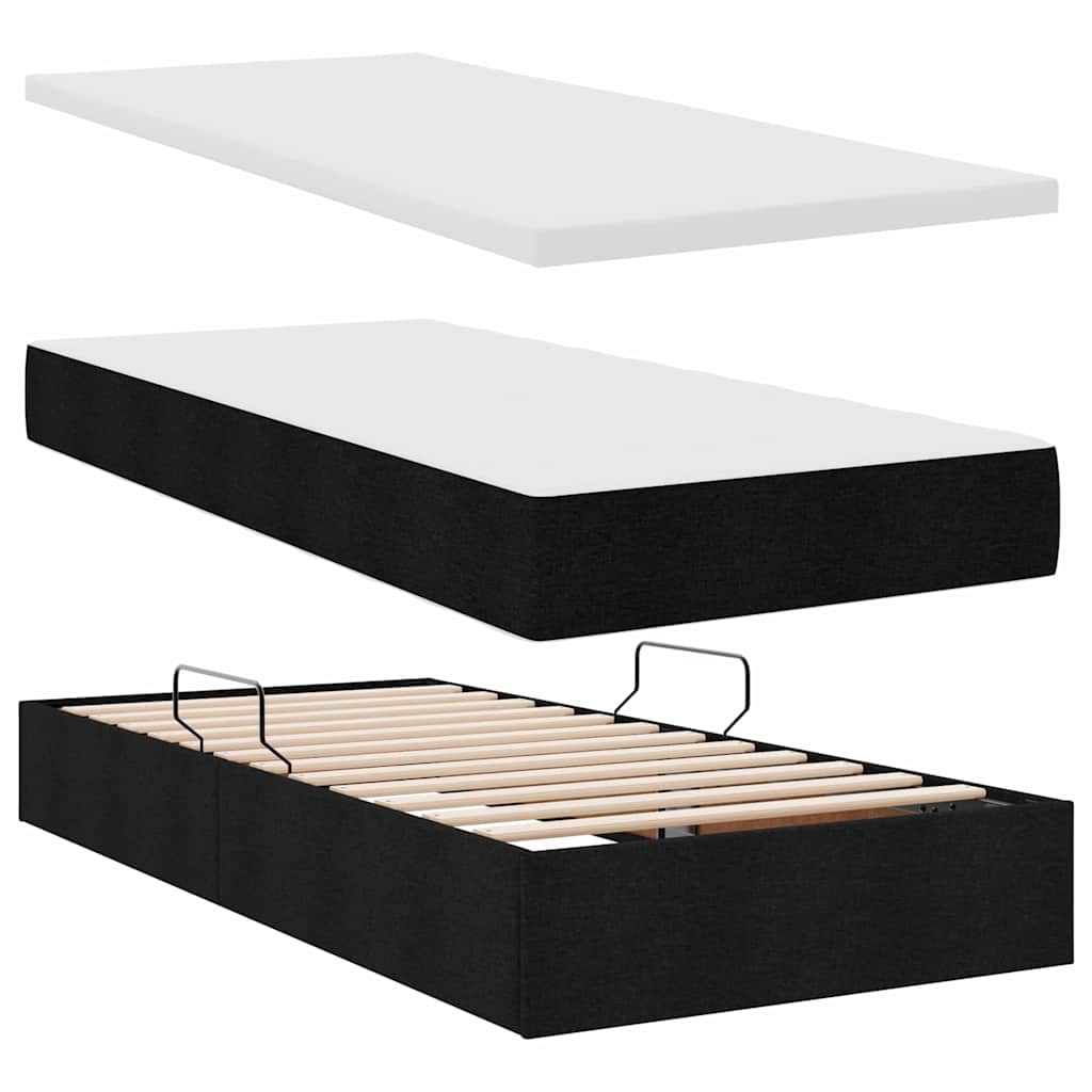 Lit avec rangement et matelas Noir 90 x 200 cm Velours - 8