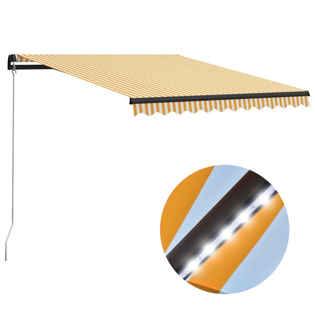 Toldo retráctil con led 300x250 amarillo y blanco