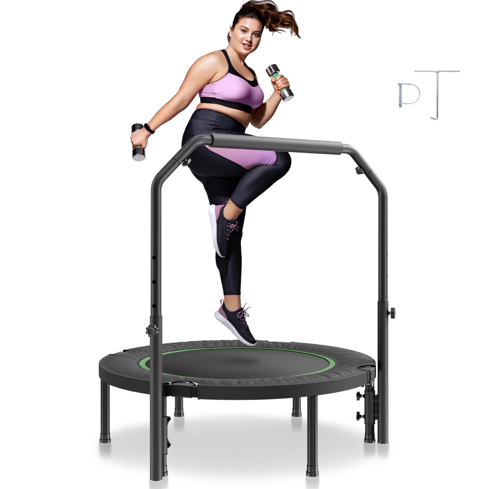 NORTHERN STONE Mini Trampoline Pliable 92 Cm – Avec Poignée, Cardio, Renforcement Musculaire, Perte De Poids – Cadre Acier, 28 Sangles, Max 125 Kg – Sac Inclus