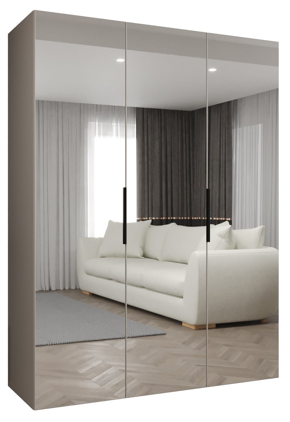Szafa uchylna otwierana Marbella 3 150 x 52 x 202 cm kaszmir + u. czarny Abiks Meble