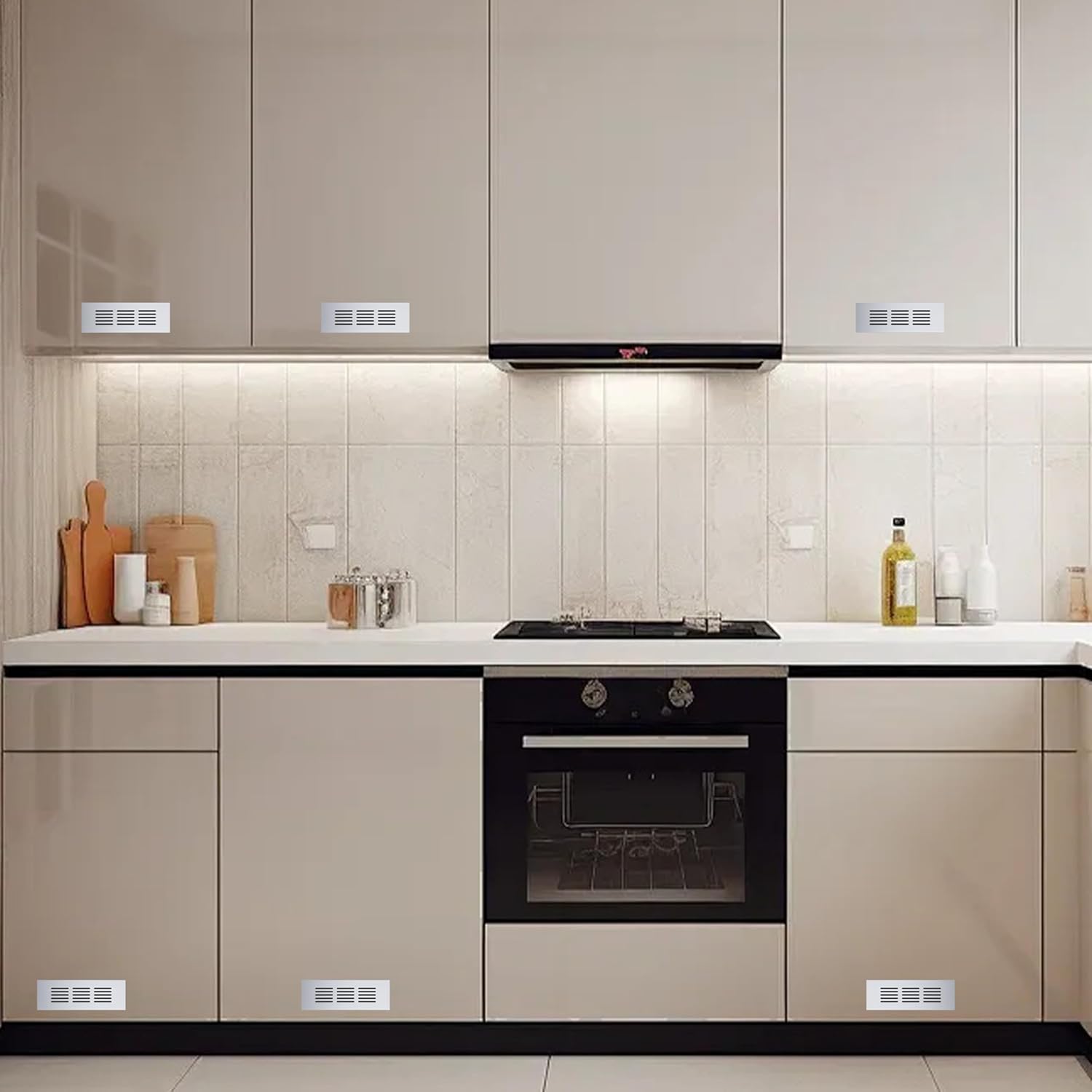 Kratka wentylacyjna aluminiowa z wkrętami, do wentylacji szaf i pomieszczeń, 15 x 5 cm, srebrna, 4 sztuki - 3