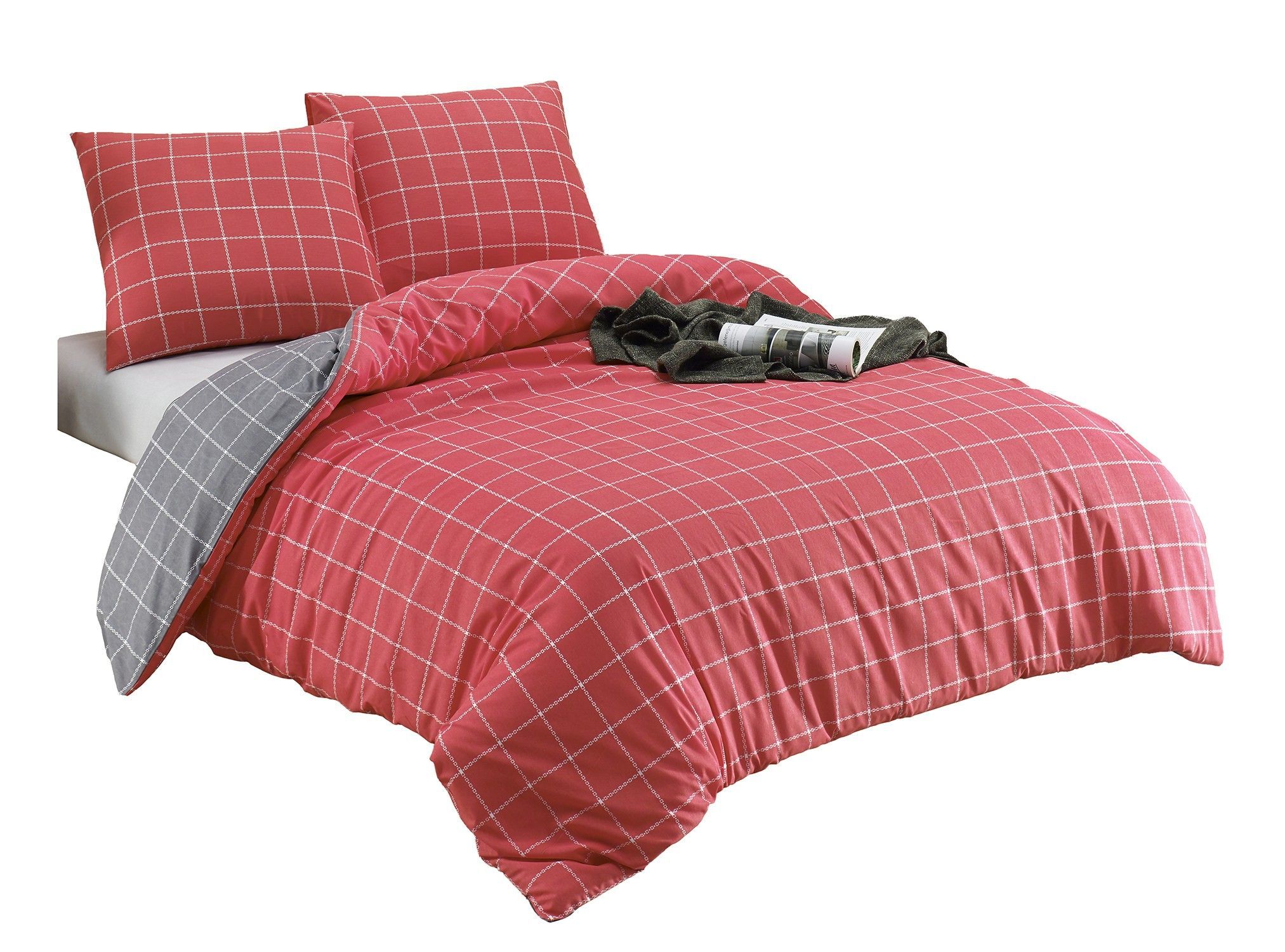 Parure de lit rouge TRENDY 240 x 220 cm - M'Deco | Leroy Merlin