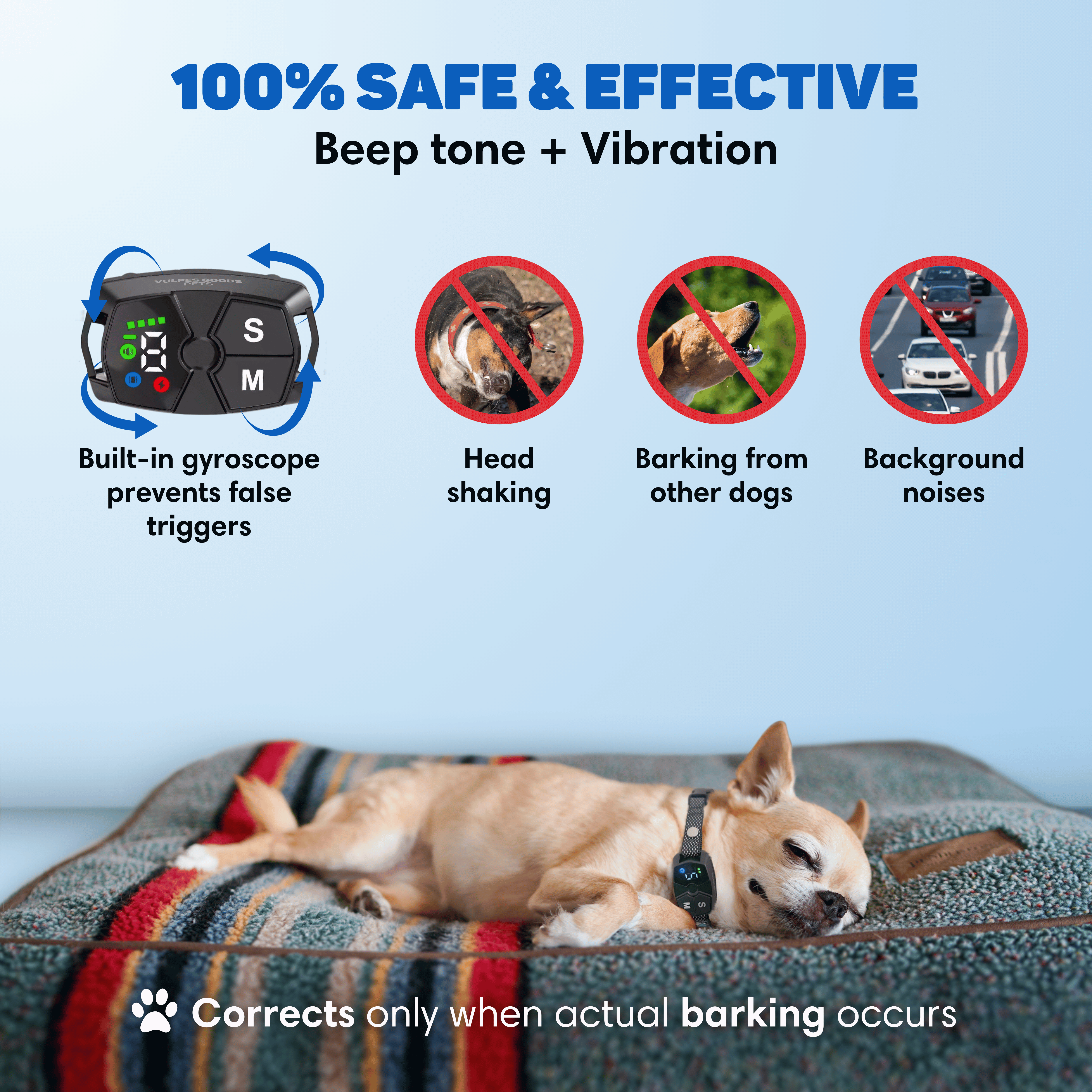 Collar Anti Ladridos Perros Vulpes Goods - Anti Ladridos Perros Pequeños - 3 Modos - Son/Vibración - 7