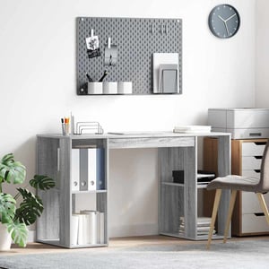 Scrivania Angolo Grigio Cemento 200x50x76 cm Legno Multistrato