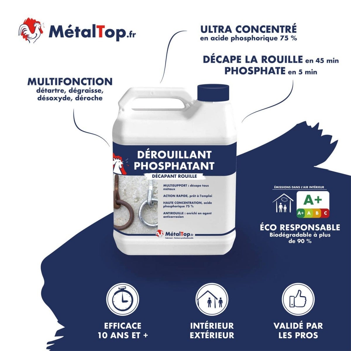 Décapant Rouille - Metaltop - Incolore - RAL Incolore - Pot 1L - 3