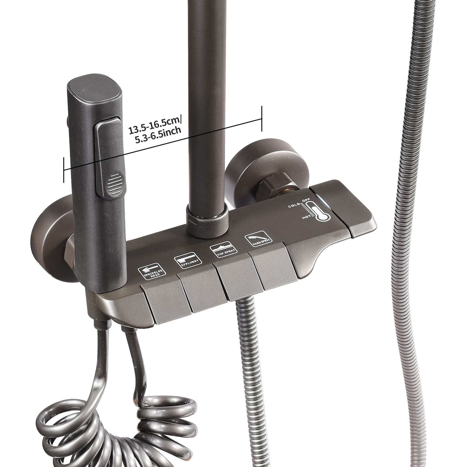 Colonne de douche noire, ensemble réglable en hauteur pour salle de bain, système avec mitigeur et affichage de température - 6