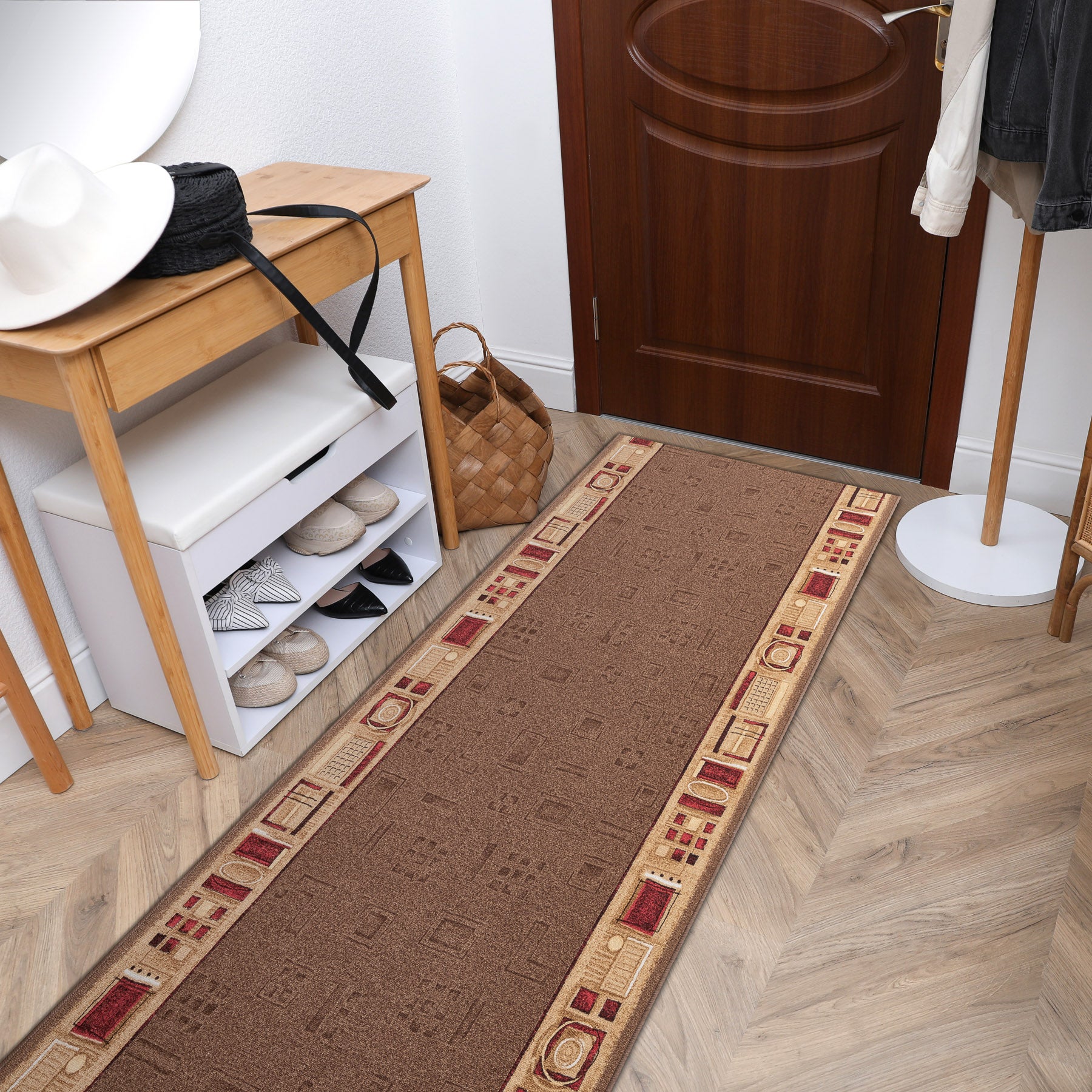 TAPIS DE COULOIR ANTIDÉRAPANT JENA marron 100cm 100x190 cm - 3