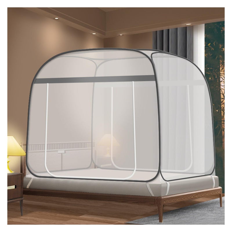 Moskitiera do łóżka, moskitiera pop-up na łóżko podwójne, przenośny namiot podróżny składany z podwójnymi drzwiami i dnem do podróży (180x200cm)