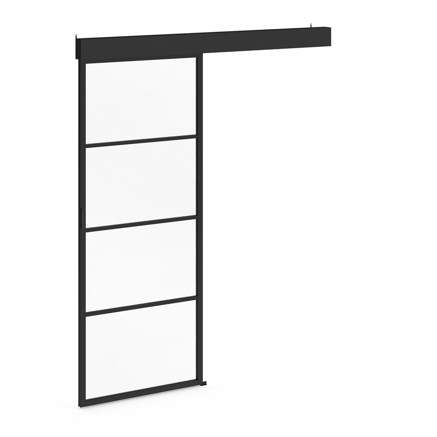 Kit porte coulissante vitrée verre trempé 83 cm en métal + MDF avec rail et fixations - 5