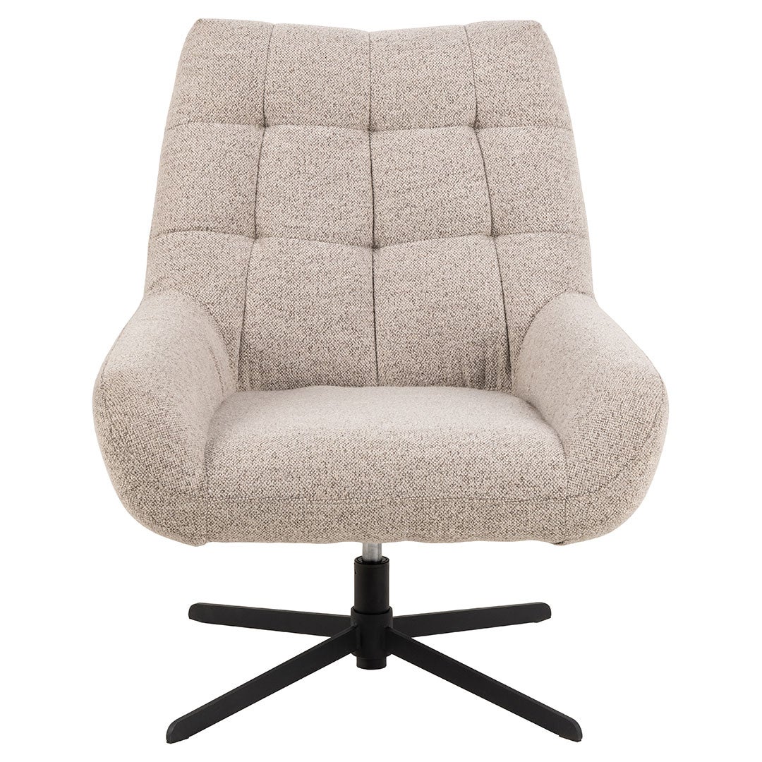 Fauteuil pivotant 73x82x88 cm en tissu bouclette beige - 2