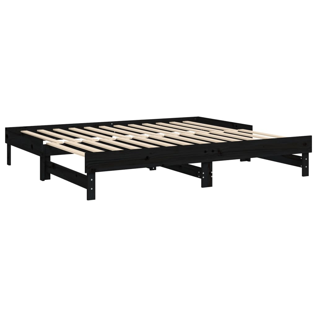 Lit coulissant sans matelas noir 2x(100x200) cm vidaXL - 7