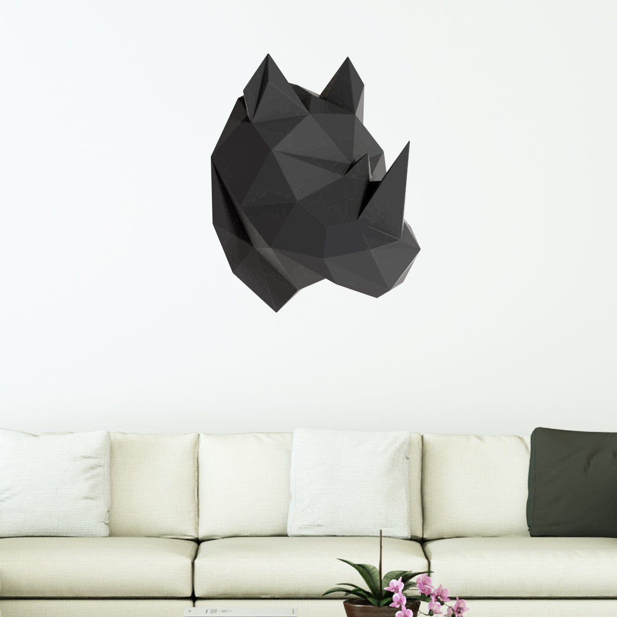Adesivo origami 3D rinoceronte nero di profilo - Sticker adesivo - adesivi murali - 70x55cm - 4