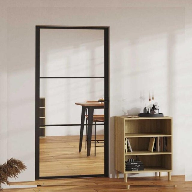 Porta interna 102,5x201,5 cm em vidro temperado ESG e alumínio: segurança, robustez e design moderno com três tipos de vidro