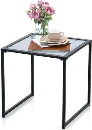 Tavolino Rotondo Moderno In Vetro Temperato E Metallo - 50 Cm Larghezza, Altezza 21,7 Cm - 4