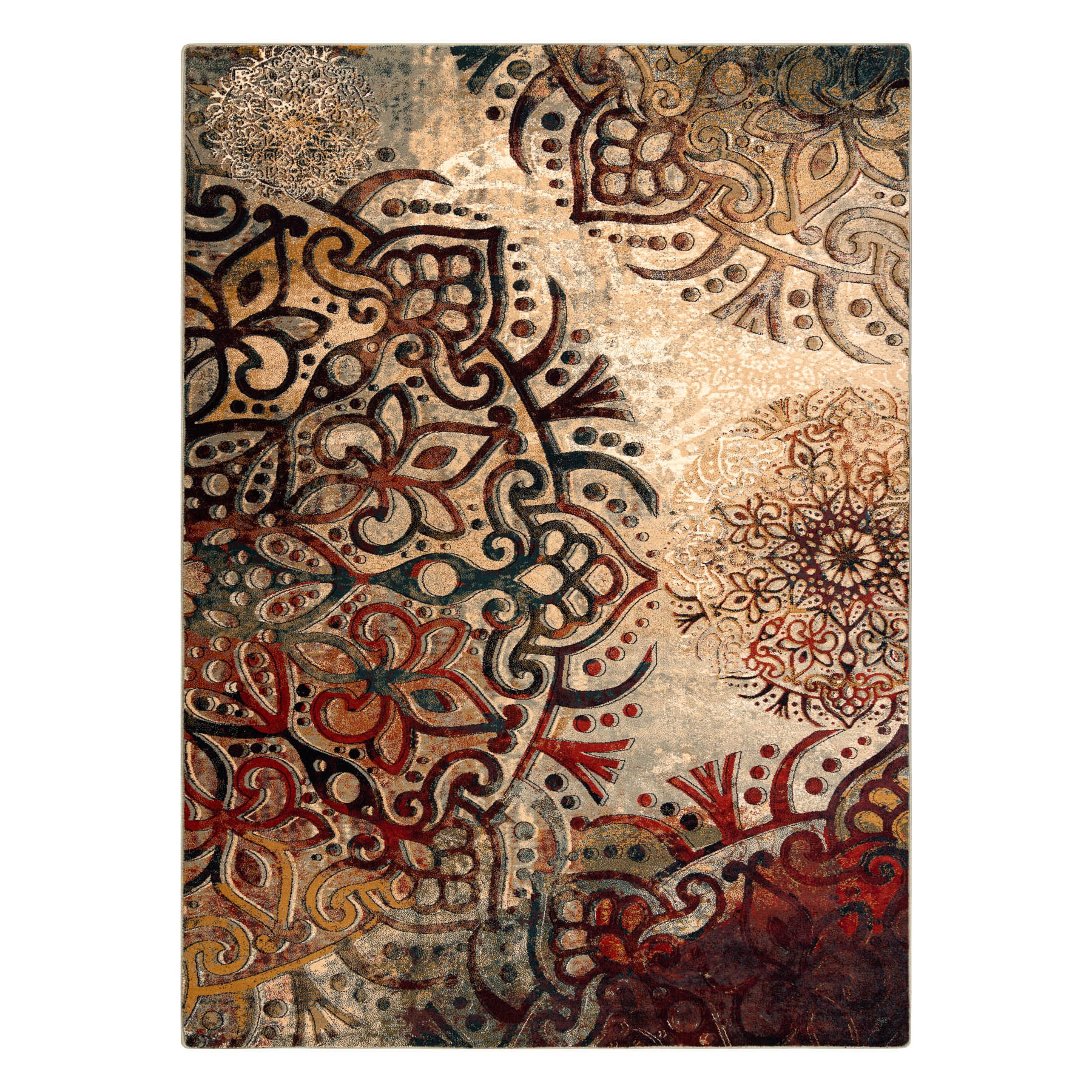 Dywan wełniany POLONIA Boho rozeta czerwony 135x200 cm - 3