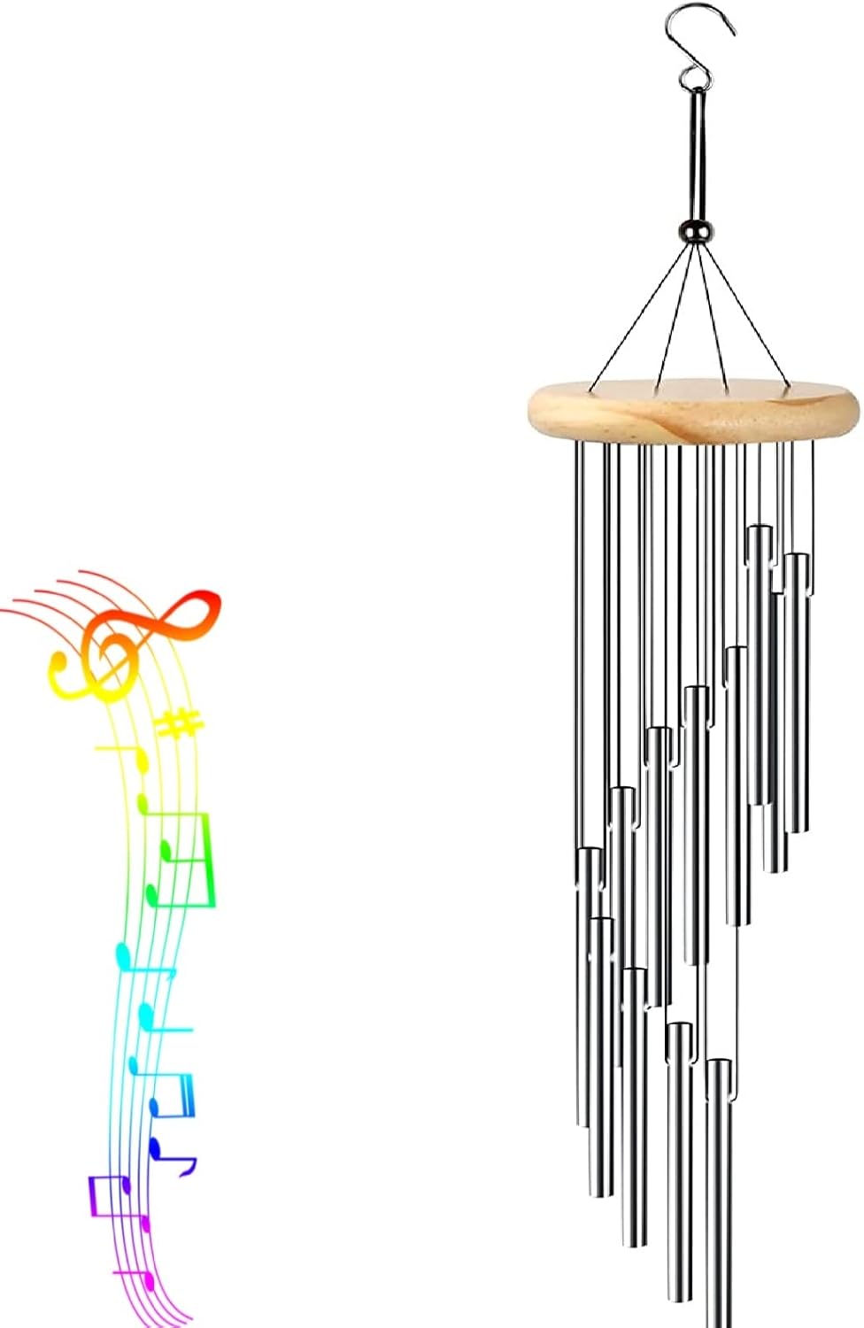 Support Métallique Pour Carillon à Vent Dualoai - Pied Stable 33cm Noir, Multifonction Déco Intérieur/extérieur